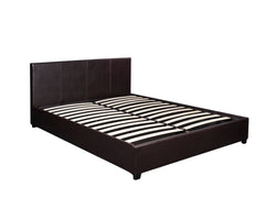 Bass Storage Bed Frame PU Dark Brown - Double