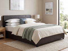 Bass Storage Bed Frame PU Dark Brown - Double