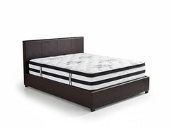 Bass Storage Bed Frame PU Dark Brown & K34 Mattress  - Double
