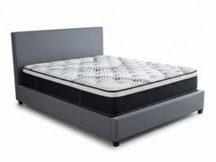 Bass Storage Bed Frame Grey & Euro Top Mattress J32 - Double