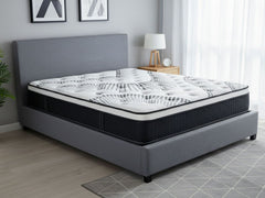 Bass Storage Bed Frame Grey & Euro Top Mattress J32 - Double