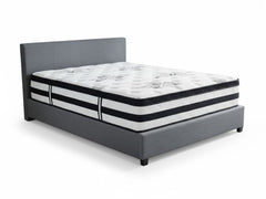 Bass Storage Bed Frame Grey & Euro Top Mattress K34 - Double