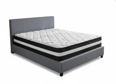 Bass Storage Bed Frame Grey & Euro Top Mattress L30 - Double