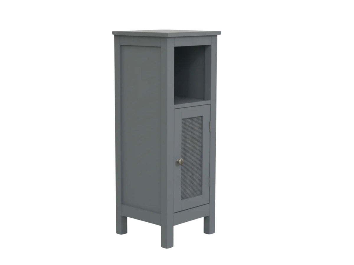 1-Door Rattan Storage Cabinet - Grey