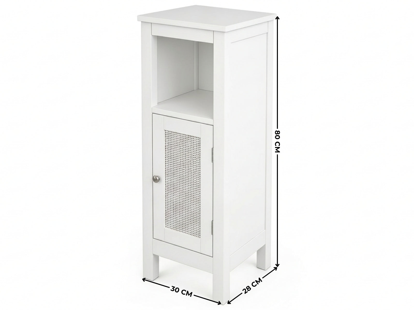 1-Door Rattan Storage Cabinet - White