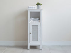 1-Door Rattan Storage Cabinet - White