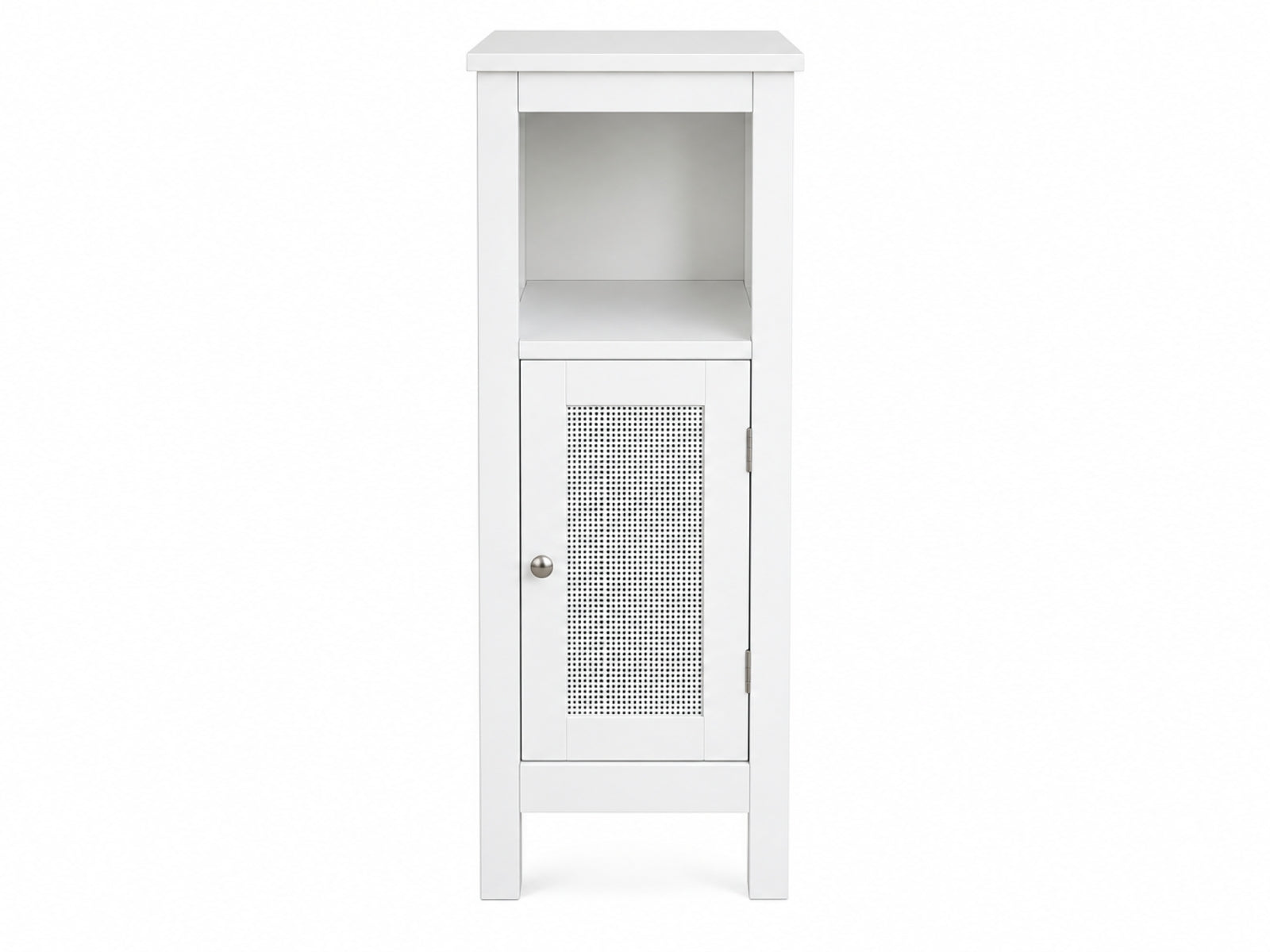 1-Door Rattan Storage Cabinet - White