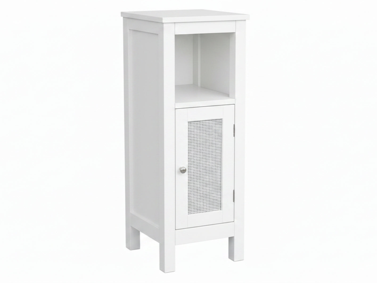 1-Door Rattan Storage Cabinet - White