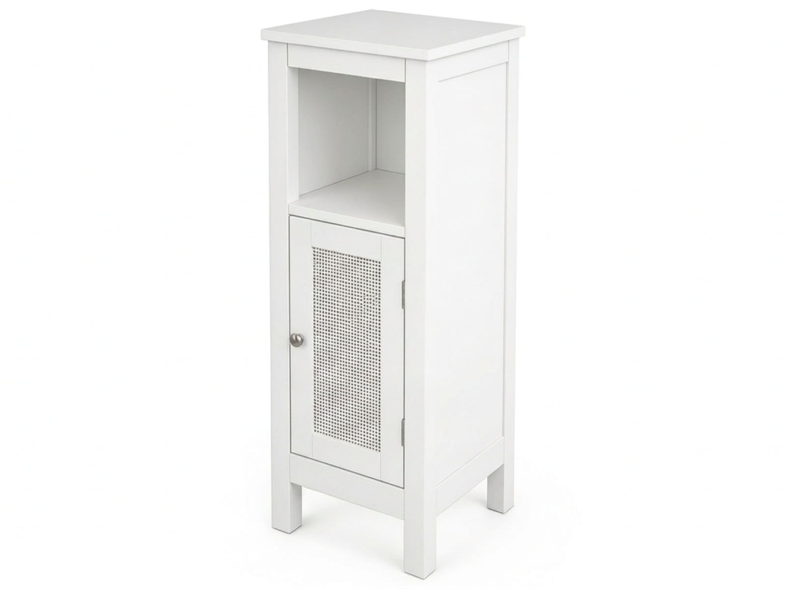 1-Door Rattan Storage Cabinet - White