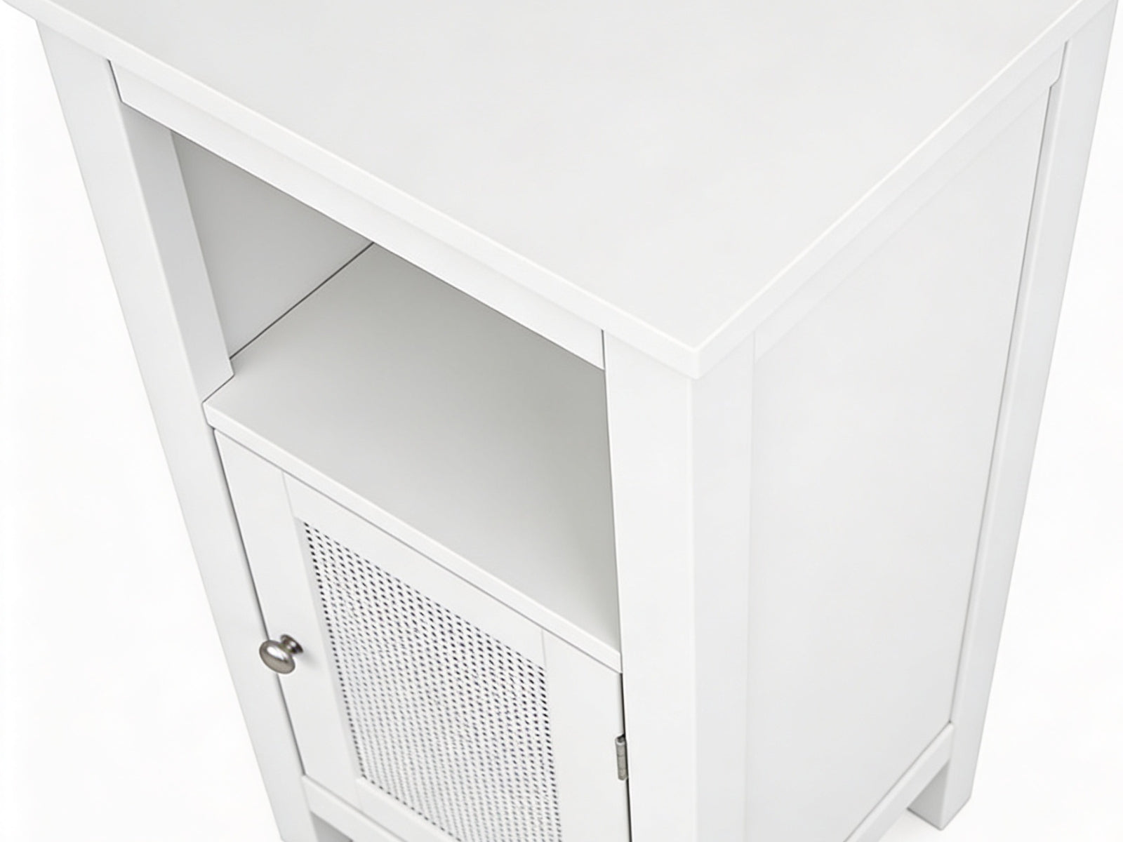 1-Door Rattan Storage Cabinet - White