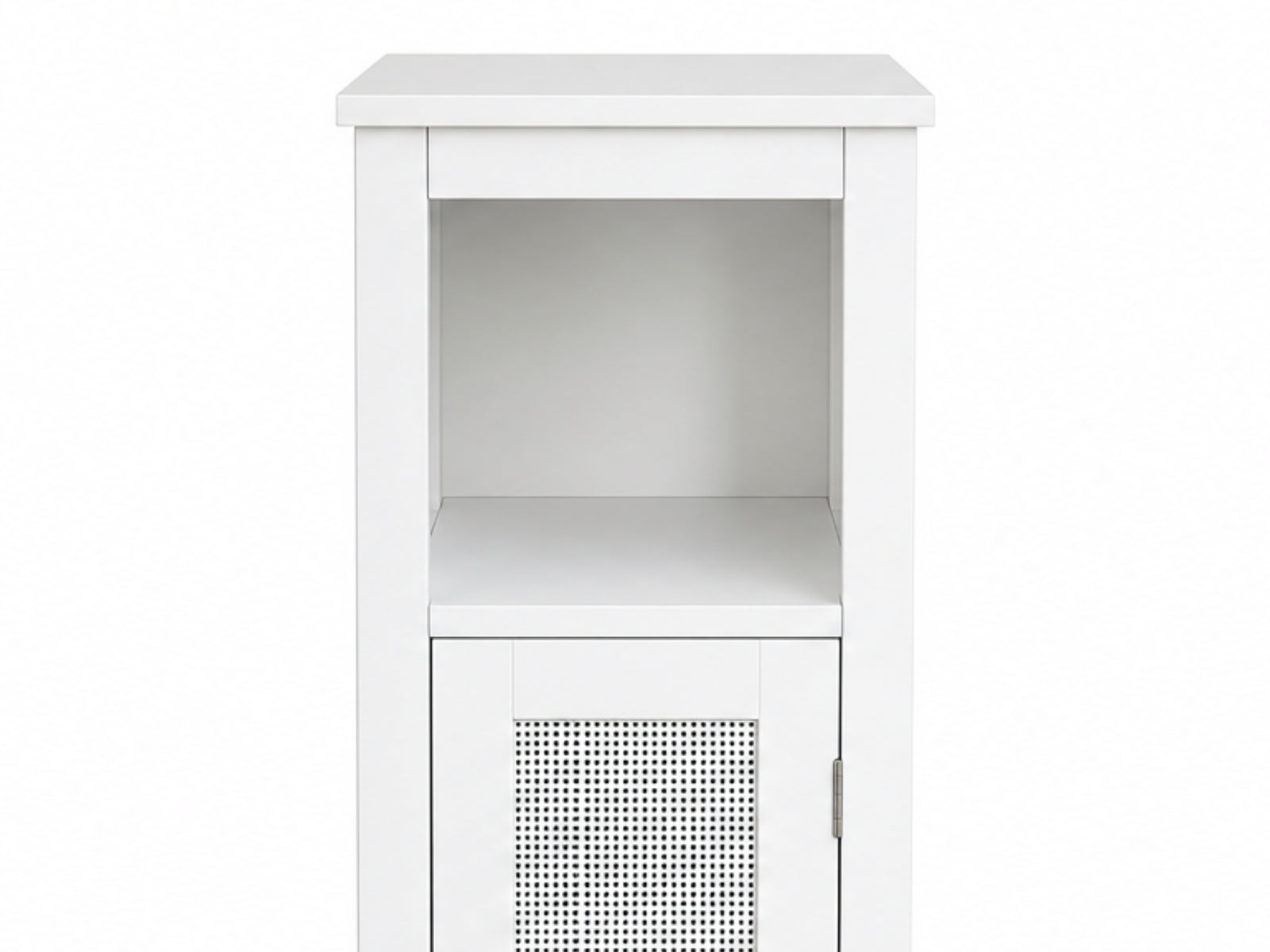 1-Door Rattan Storage Cabinet - White