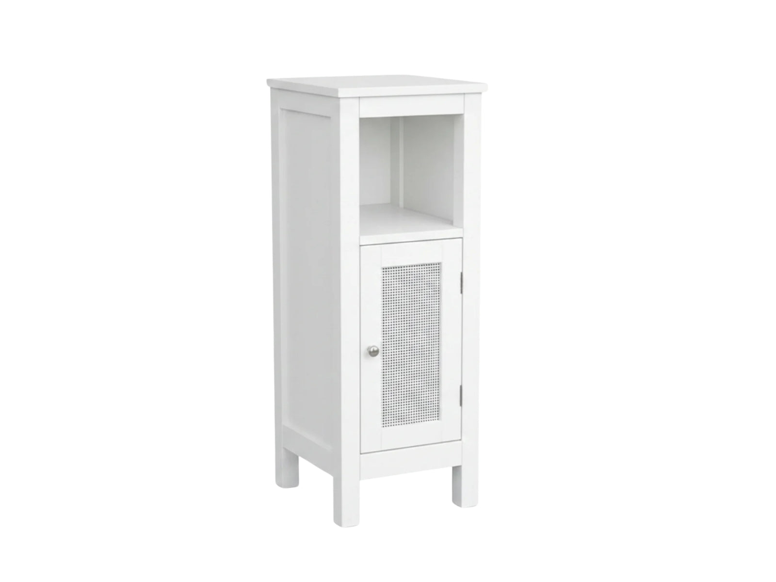1-Door Rattan Storage Cabinet - White