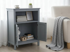 2-Door Rattan Storage Cabinet - Grey