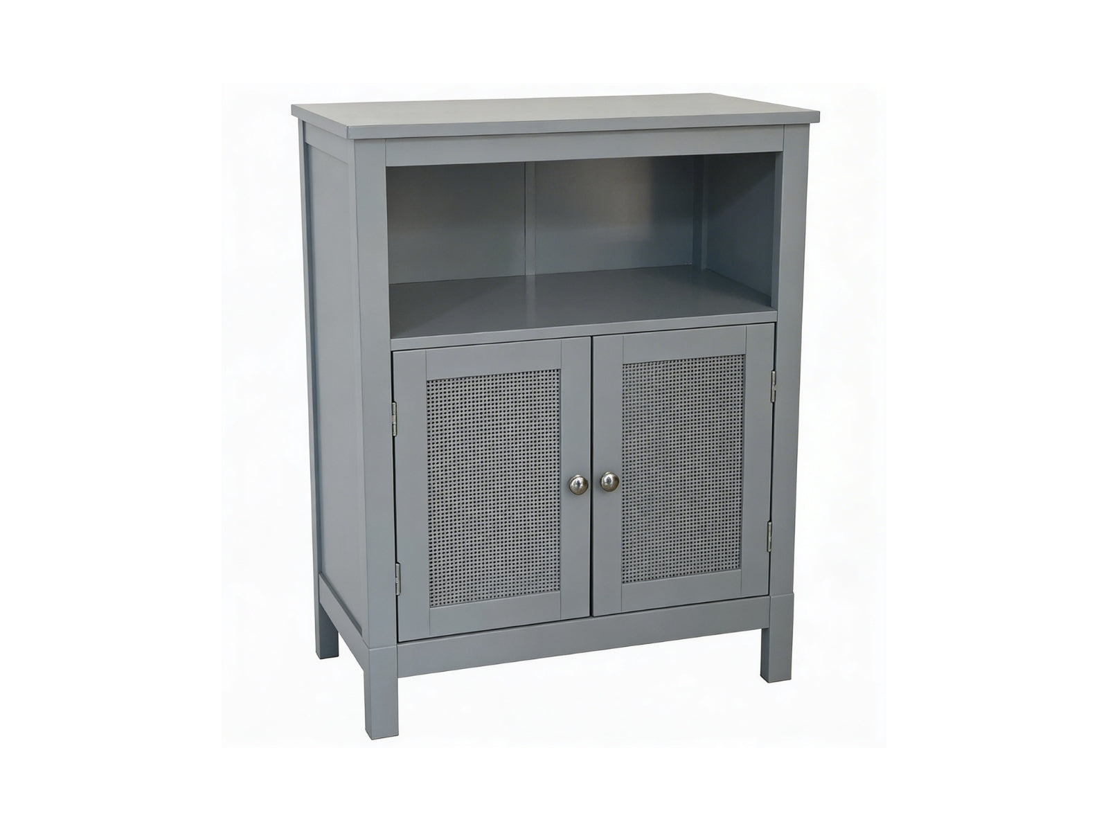 2-Door Rattan Storage Cabinet - Grey