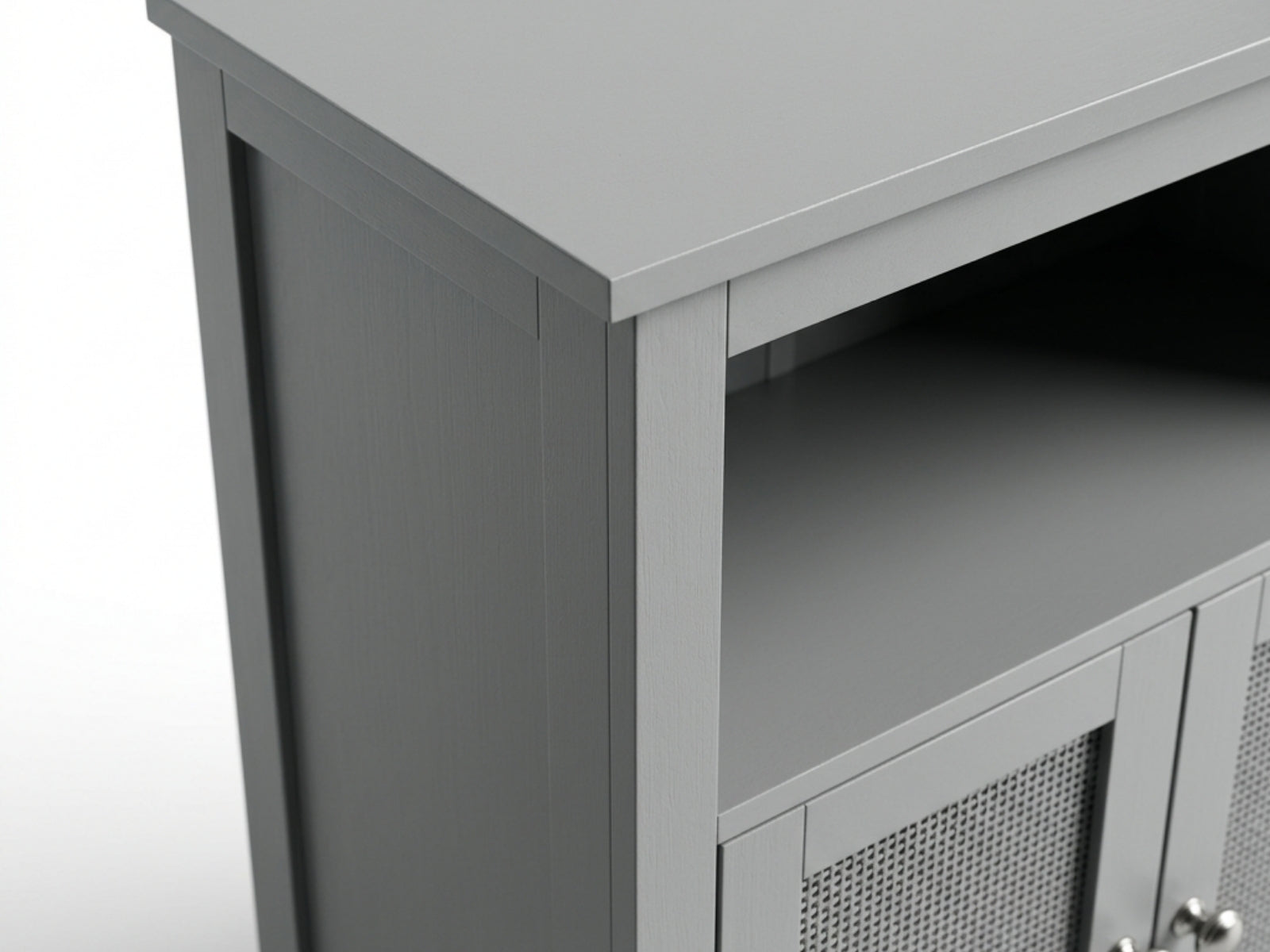 2-Door Rattan Storage Cabinet - Grey