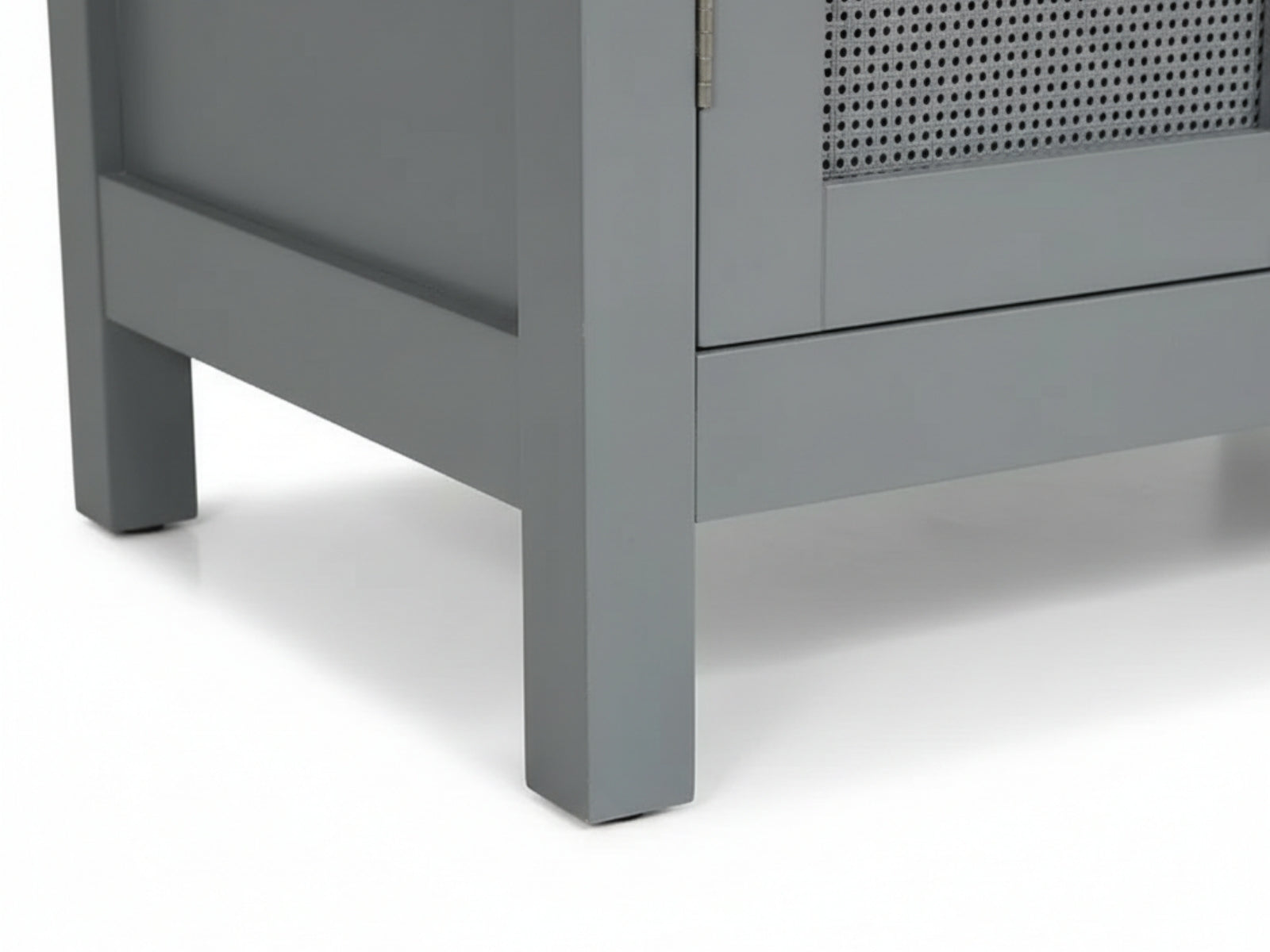 2-Door Rattan Storage Cabinet - Grey