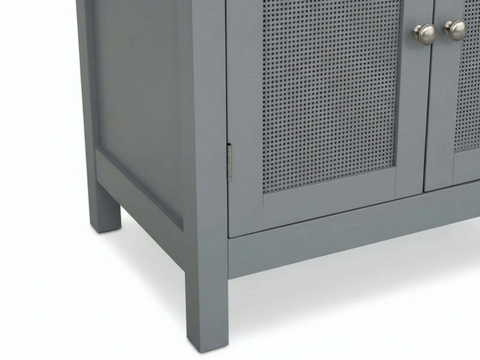 2-Door Rattan Storage Cabinet - Grey