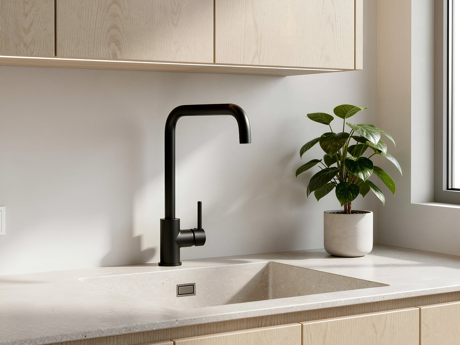 Black Kitchen Faucet - Square