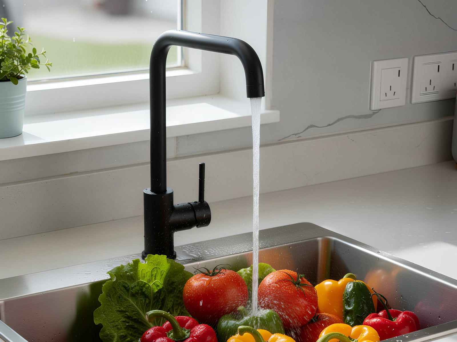 Black Kitchen Faucet - Square