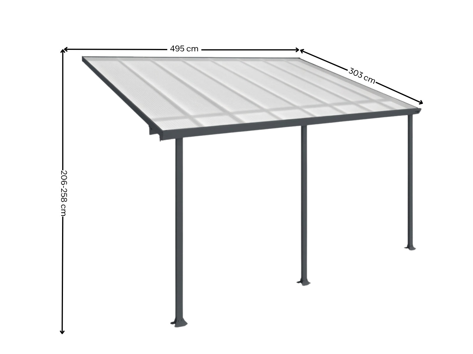 Aluminium Patio Canopy Grey - 10ft x 16ft