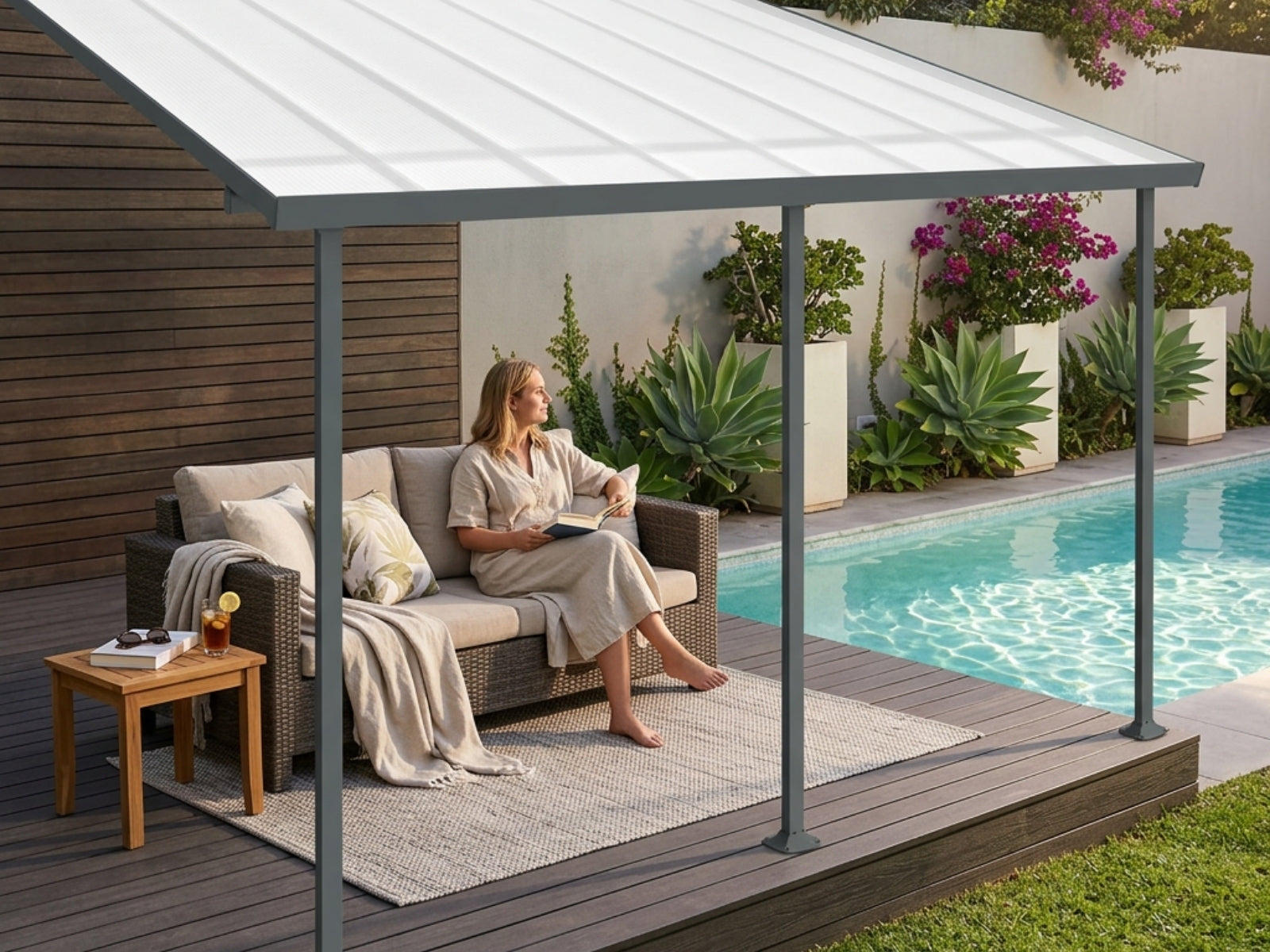 Aluminium Patio Canopy Grey - 10ft x 16ft