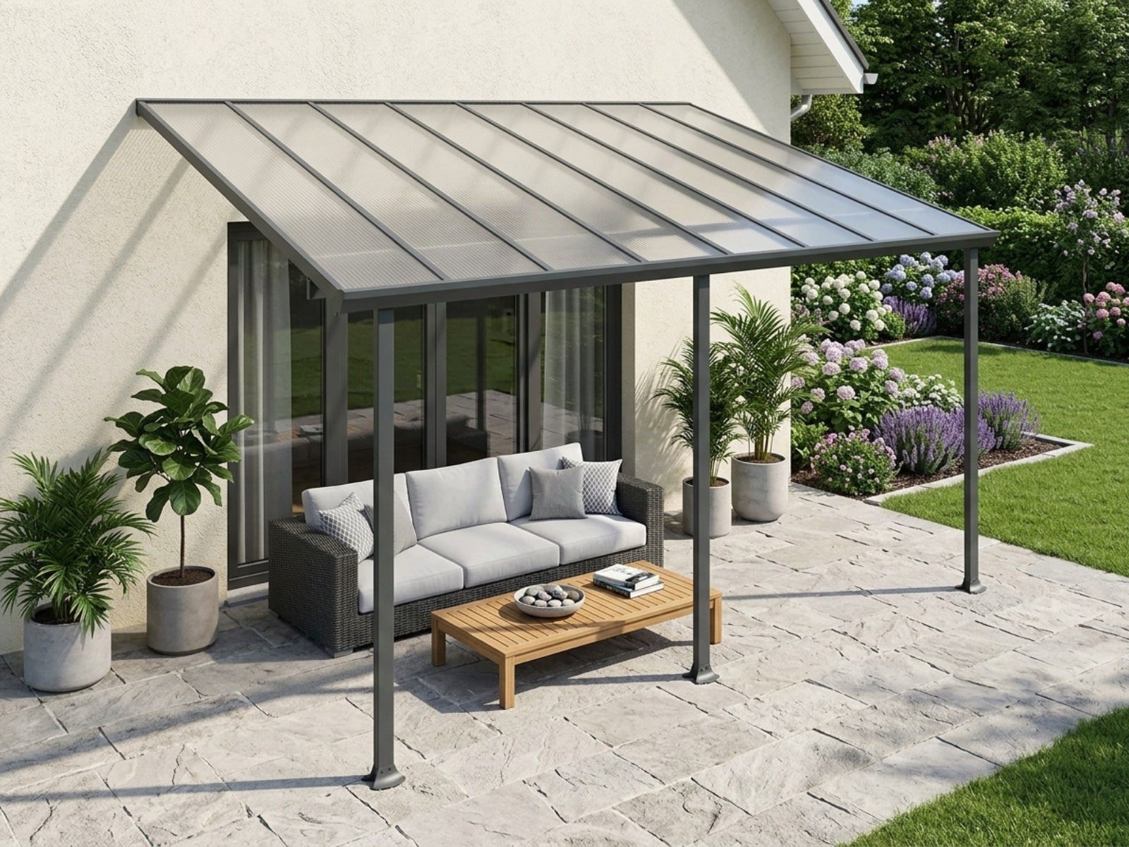 Aluminium Patio Canopy Grey - 10ft x 16ft