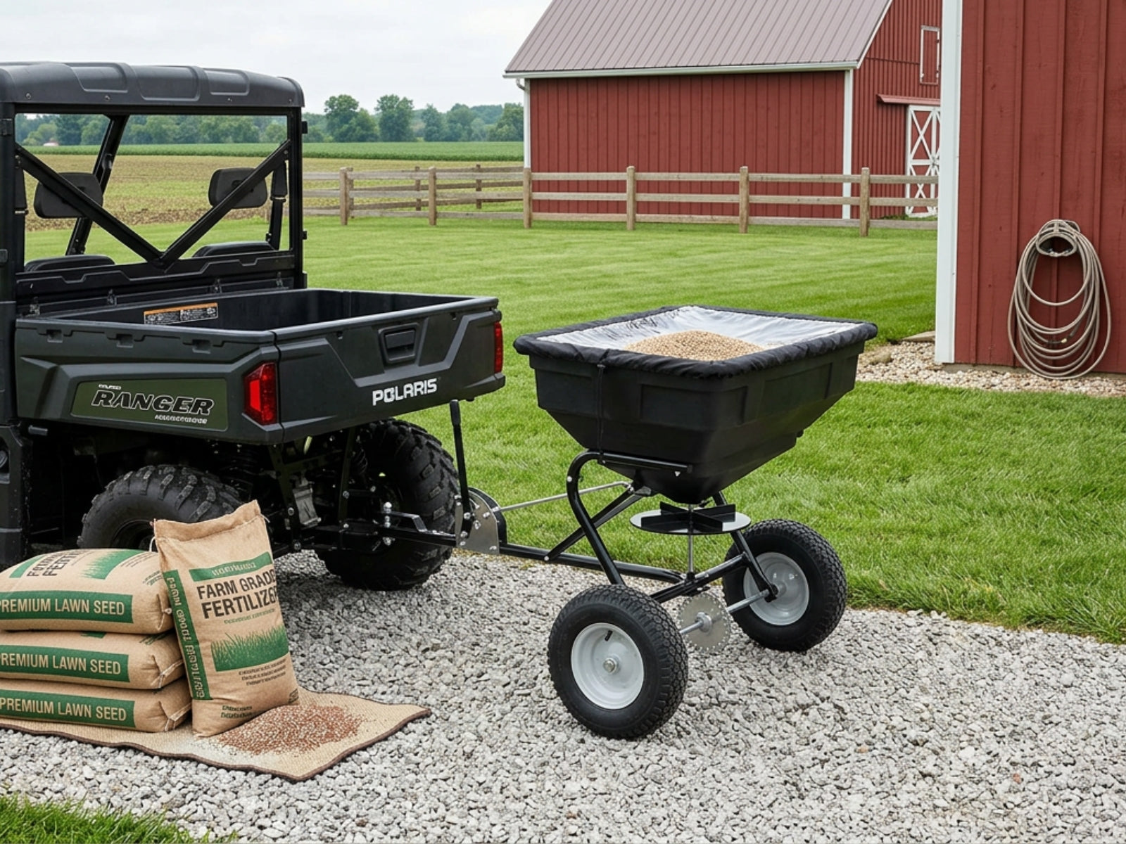 ATV Tow-Behind Fertilizer Spreader – 90kg / 105L Capacity