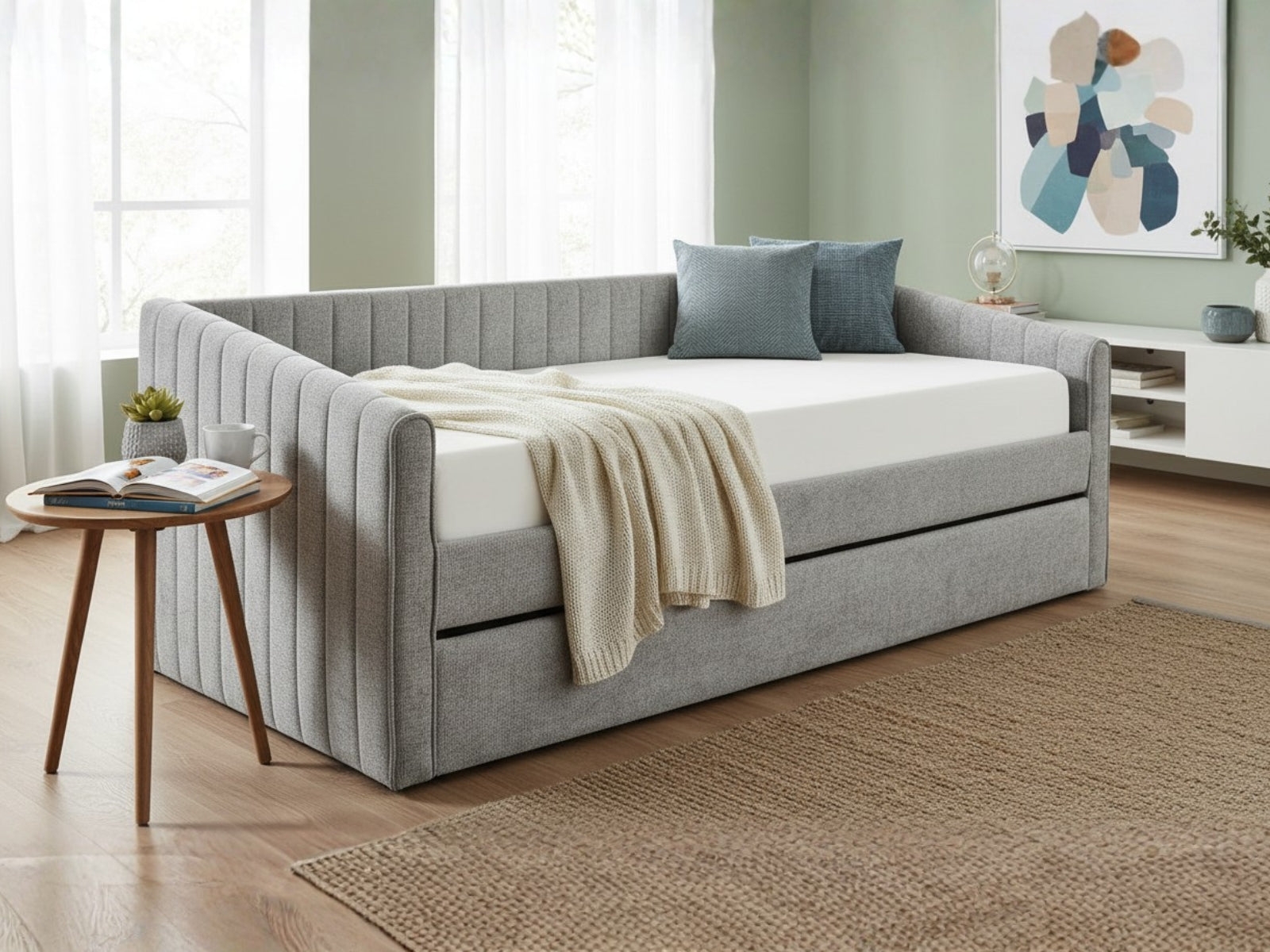 Ainsley Velvet Pull Out Day Bed - Grey
