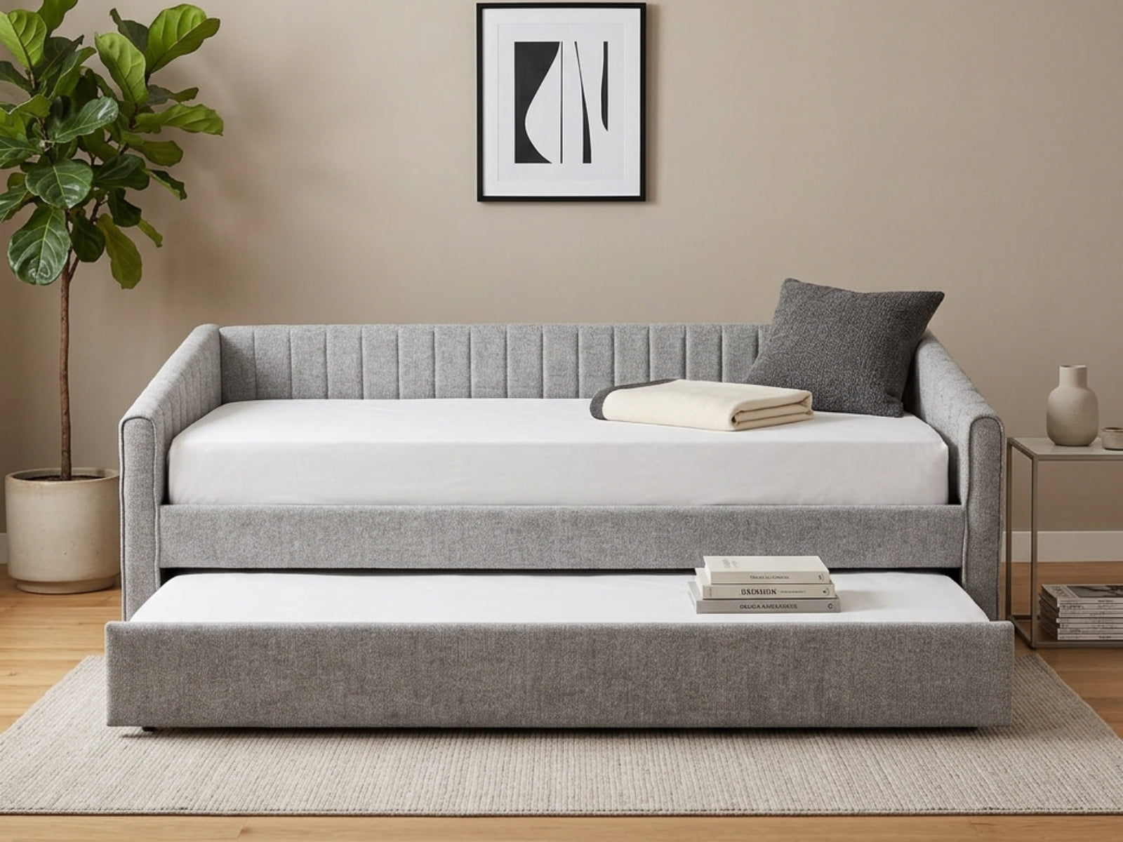 Ainsley Velvet Pull Out Day Bed - Grey