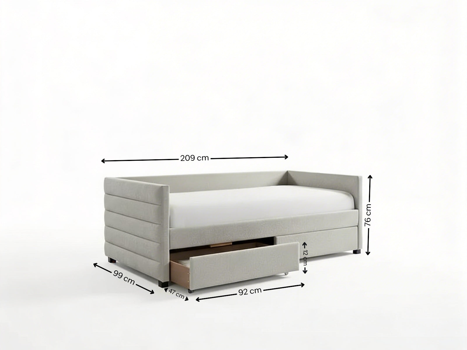 Aquilo Day Bed With Drawers - Slate