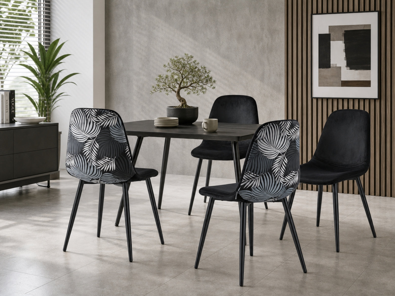 Axis Dining Chair with Fern Pattern - Set of 4