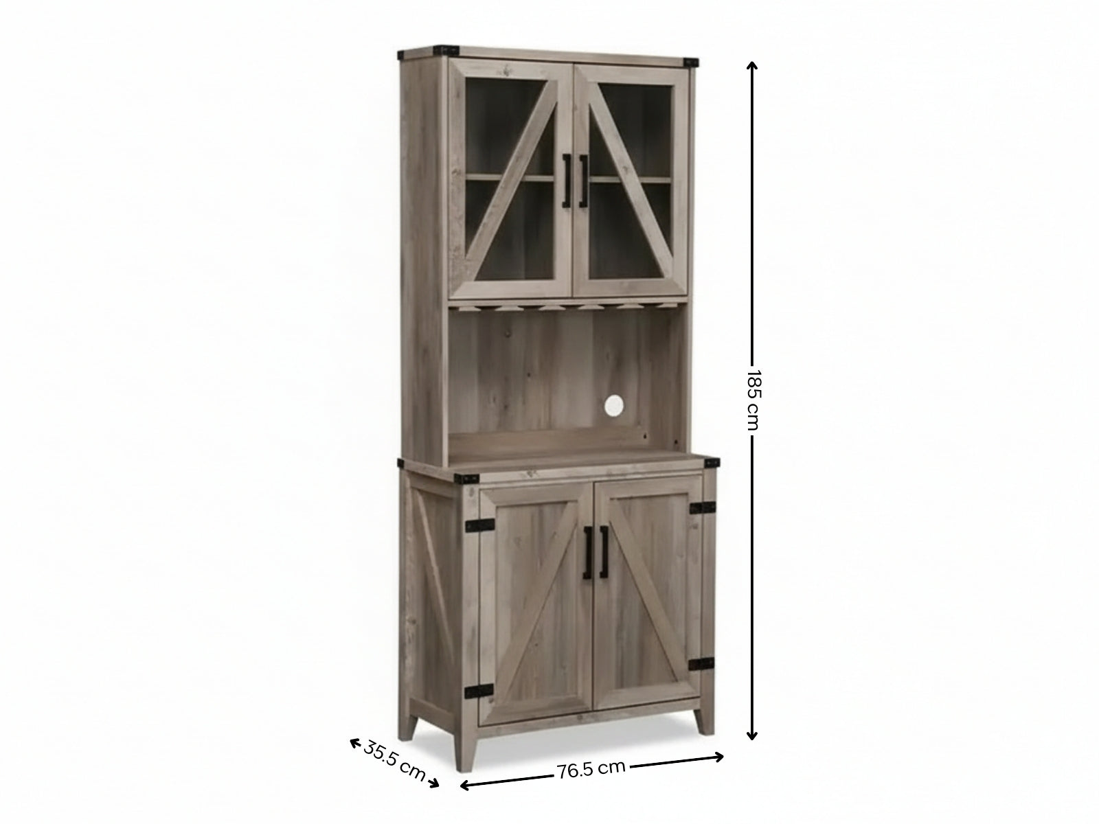 4-Door Wine Cabinet - Grey Wash