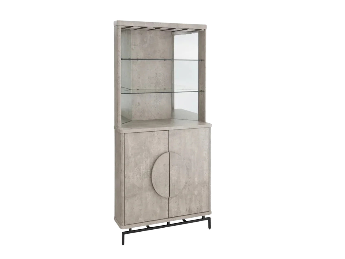 2-Door Corner Wine Cabinet - Concrete