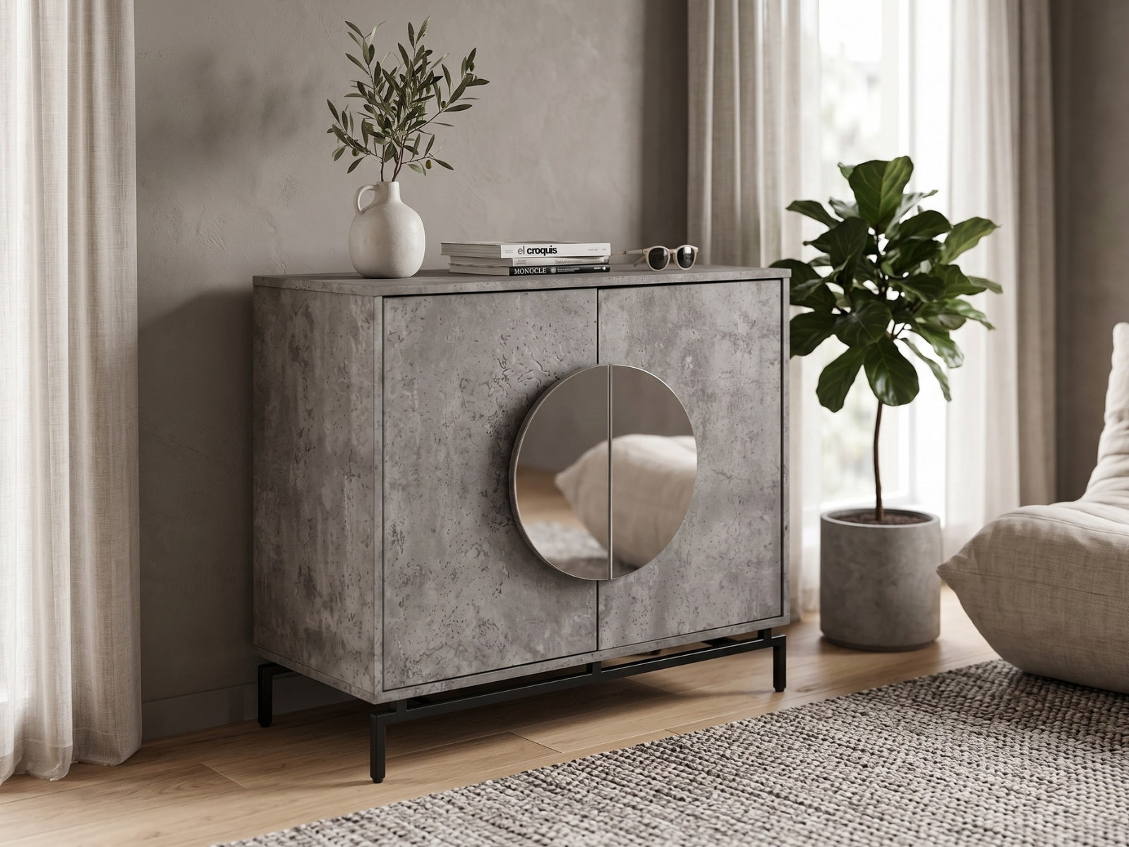 2-Door Wine Cabinet - Grey