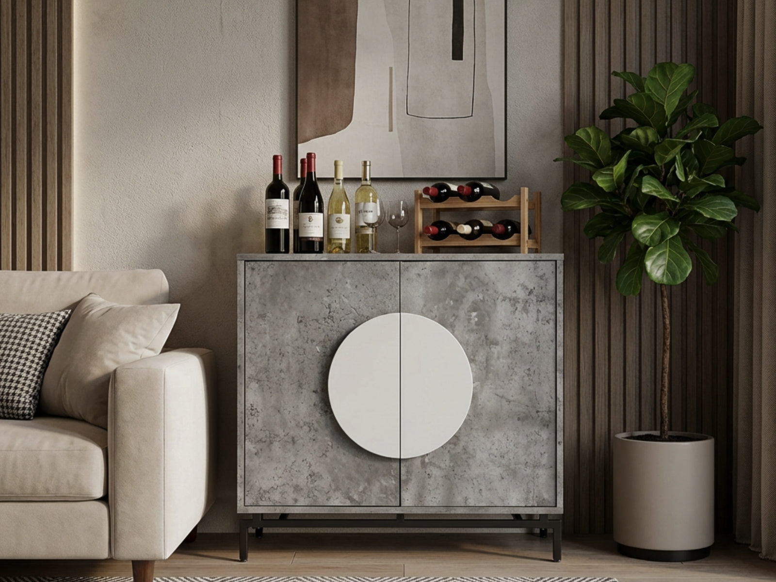 2-Door Wine Cabinet - Grey