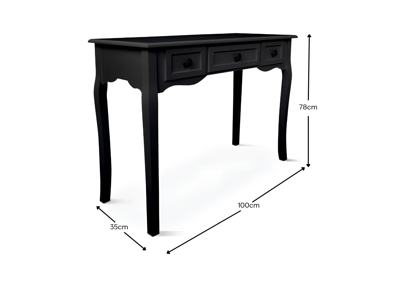 3-Drawer Console Table - Black