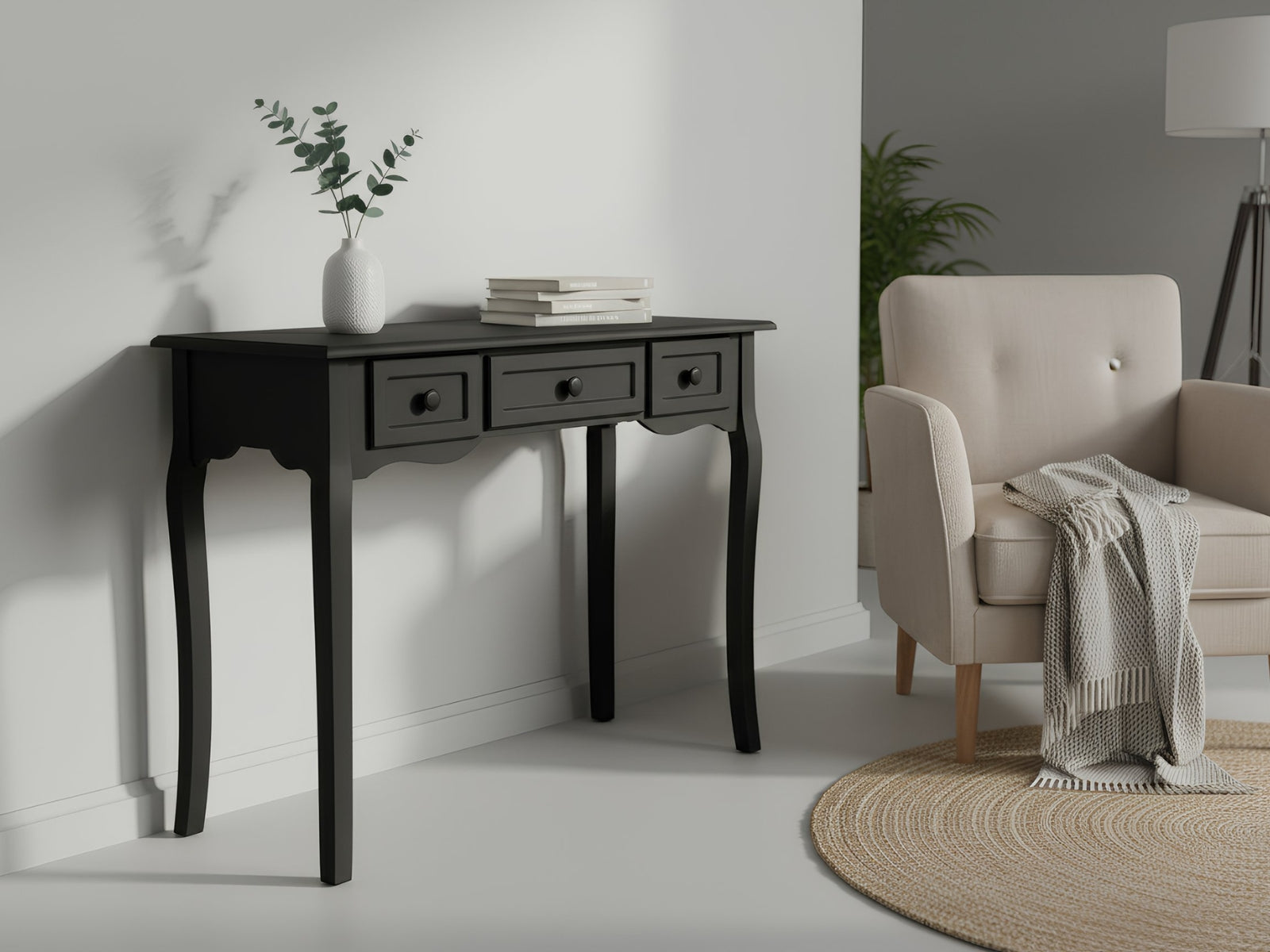 3-Drawer Console Table - Black