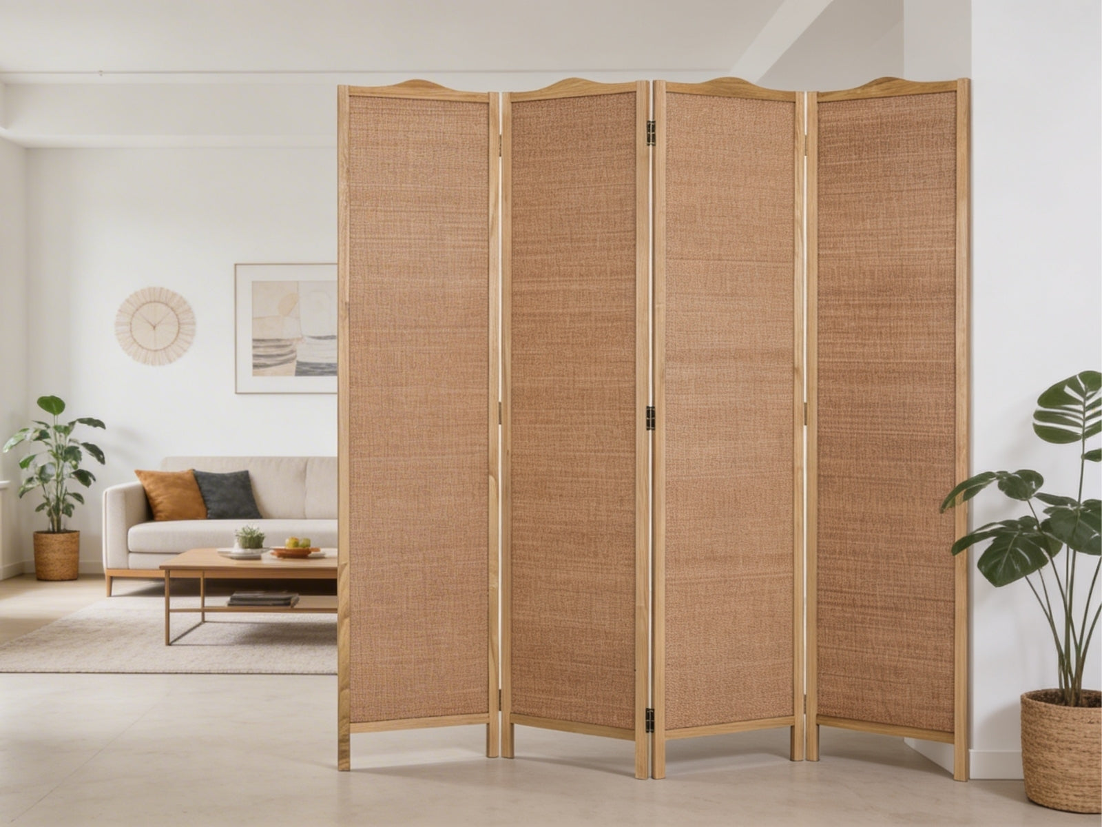 4-Panel Room Divider D S2 - Brown