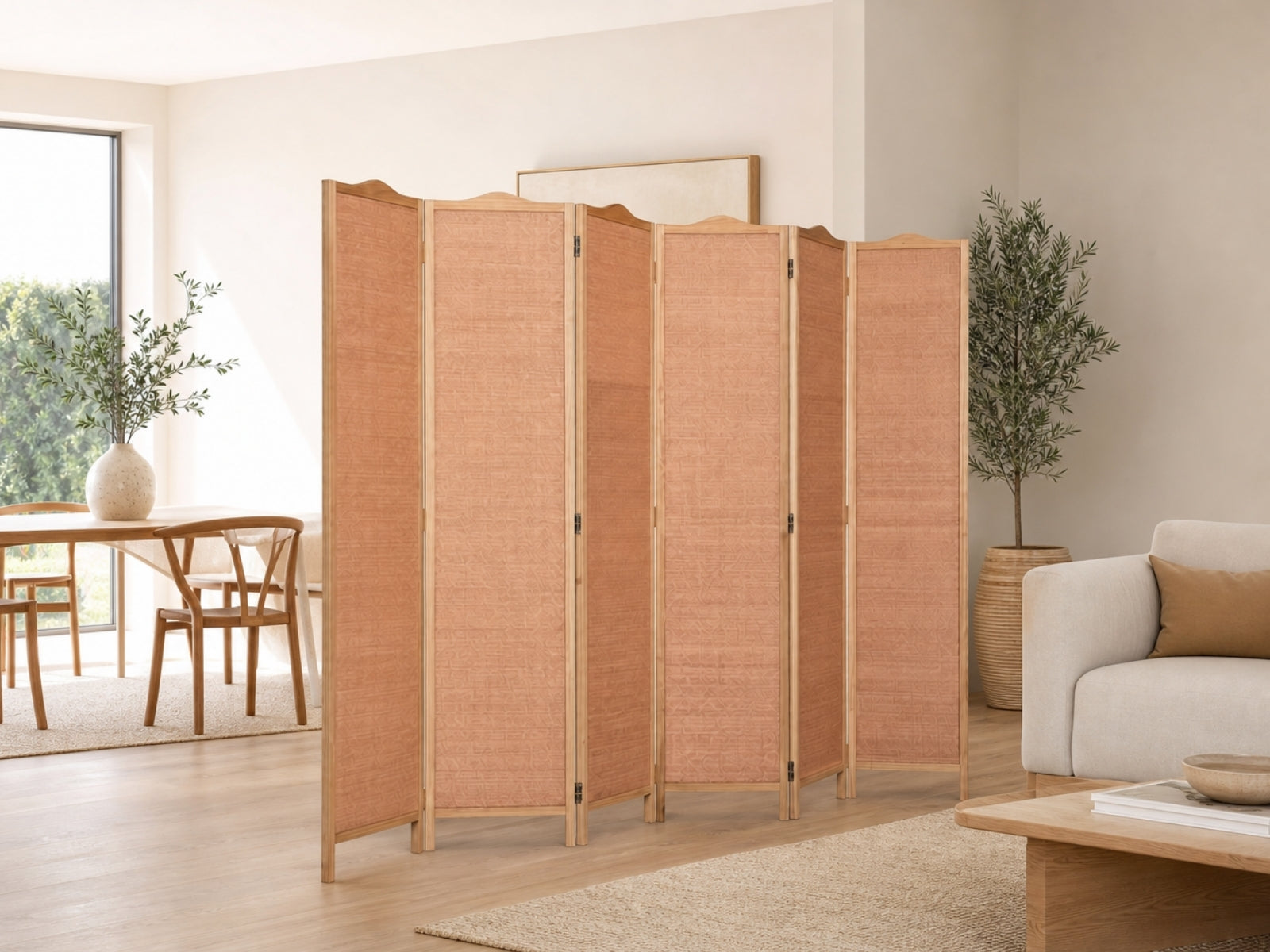 6-Panel Room Divider D S2 - Brown