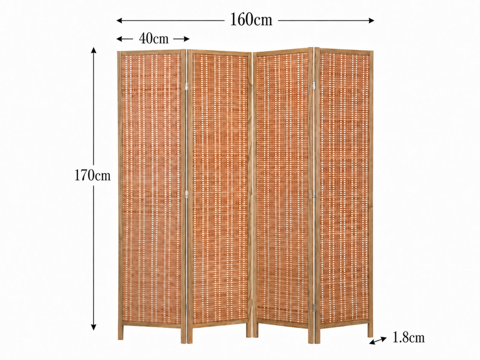 4-Panel Room Divider with Bamboo - Brown