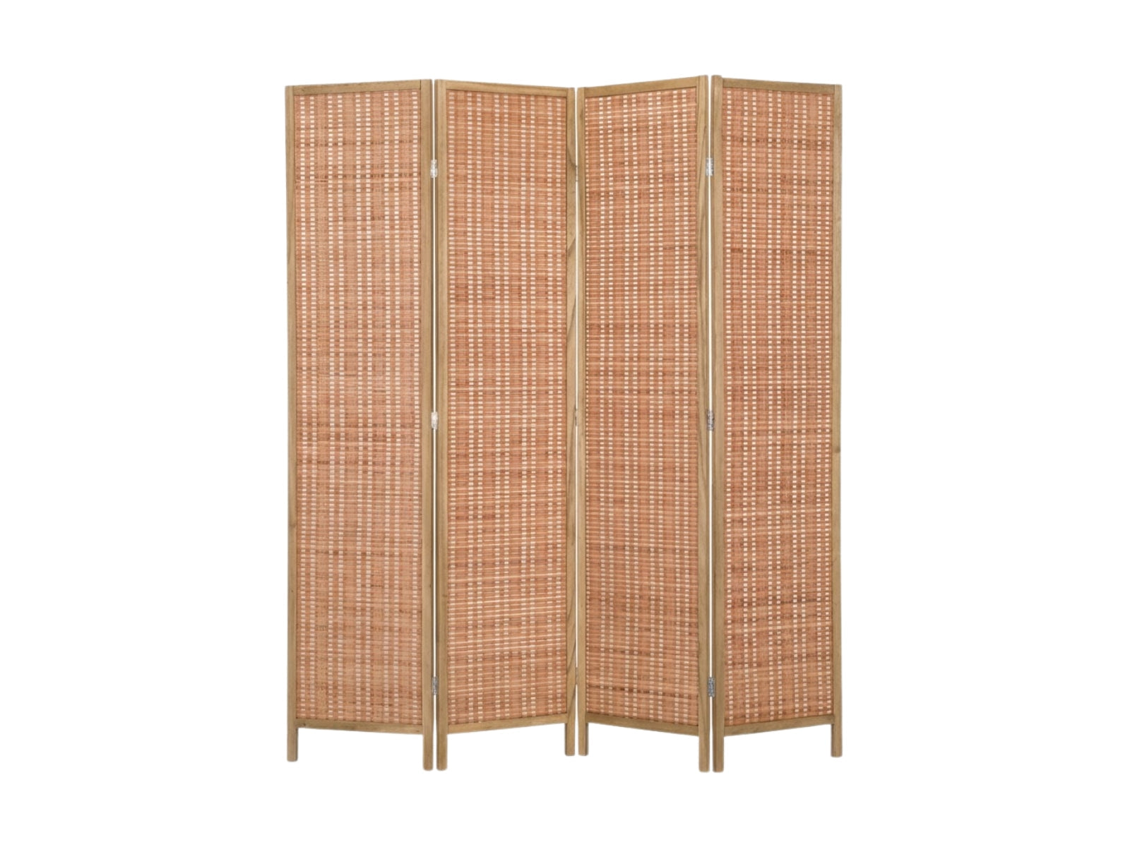 4-Panel Room Divider with Bamboo - Brown