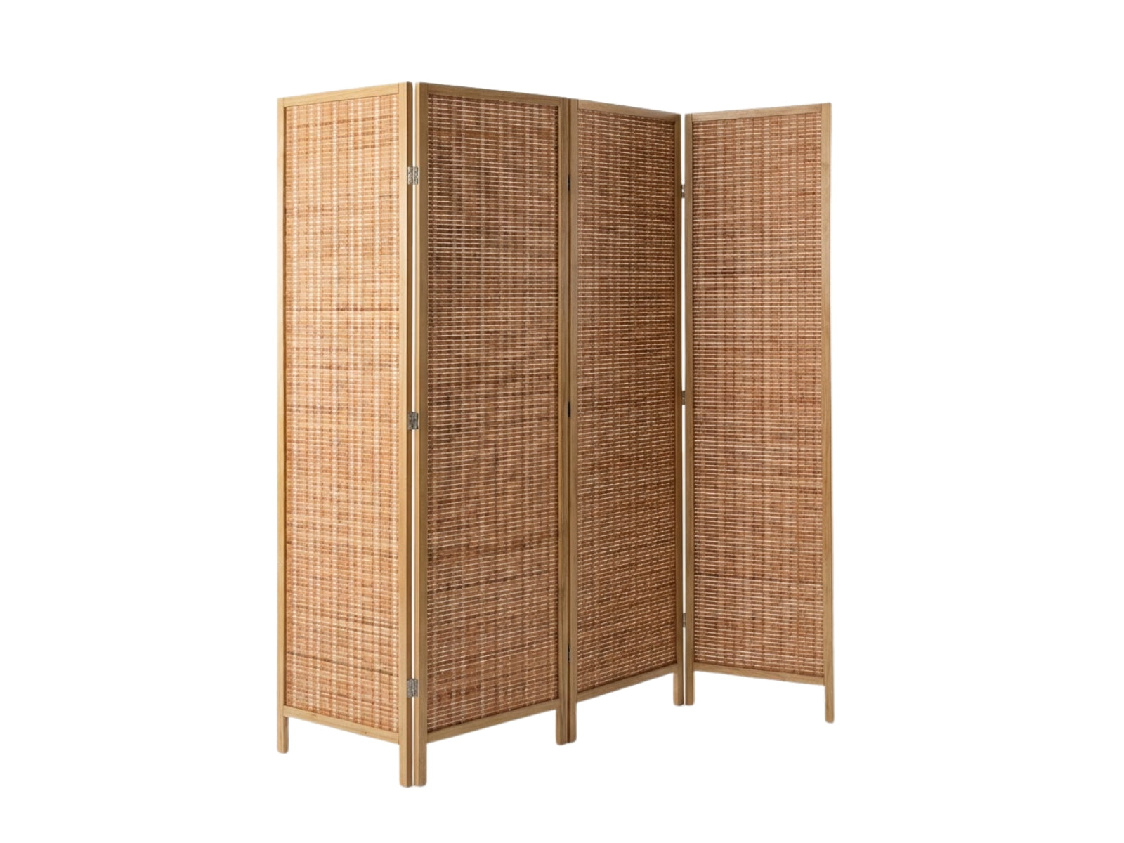 4-Panel Room Divider with Bamboo - Brown