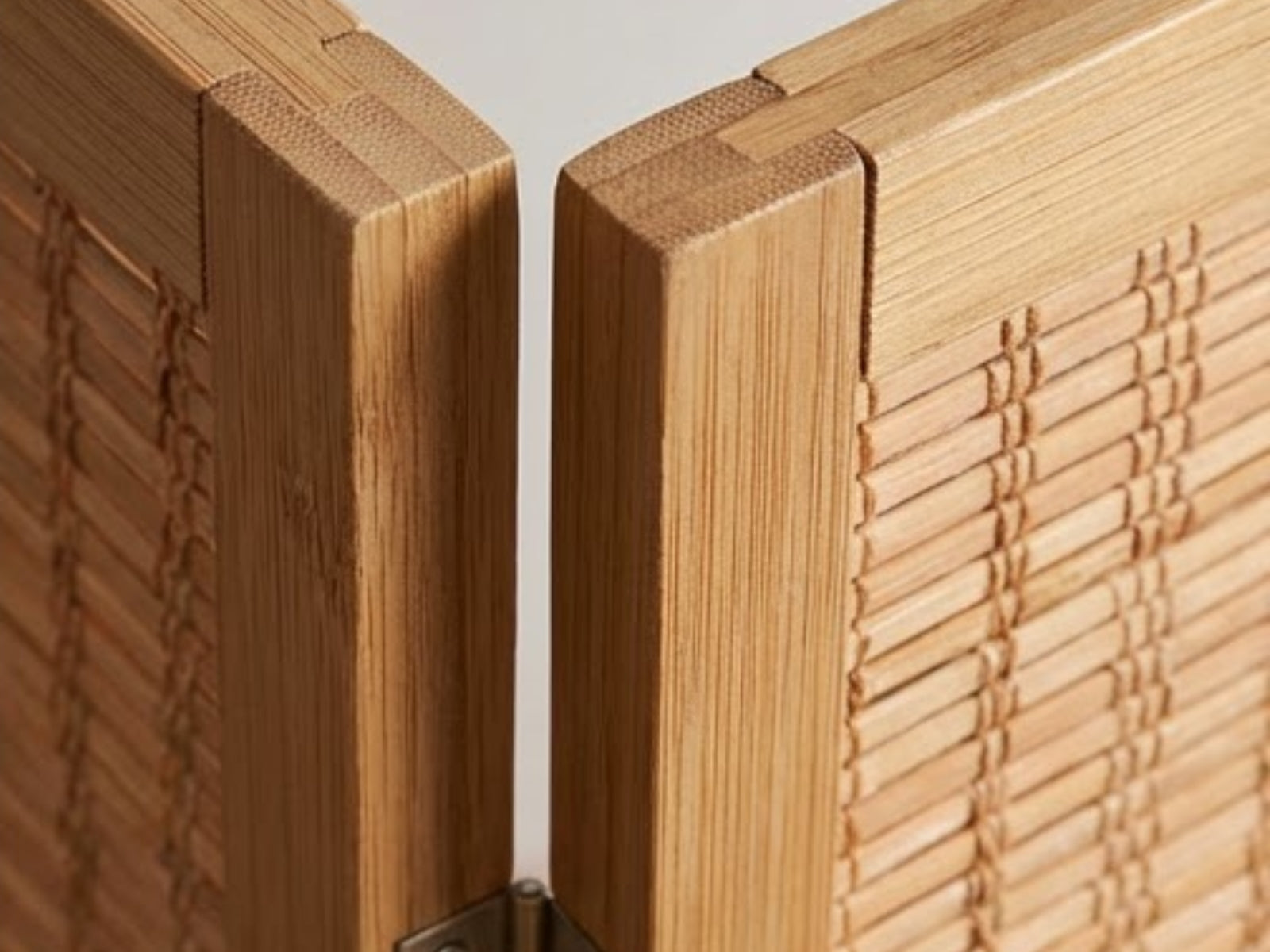 4-Panel Room Divider with Bamboo - Brown