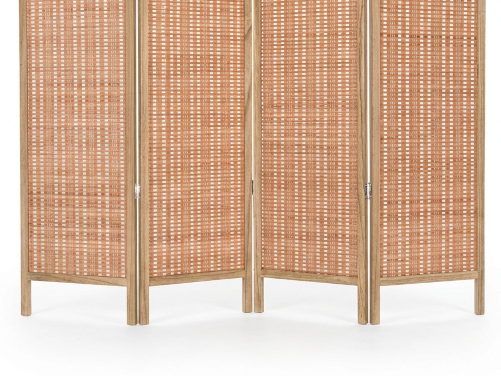 4-Panel Room Divider with Bamboo - Brown