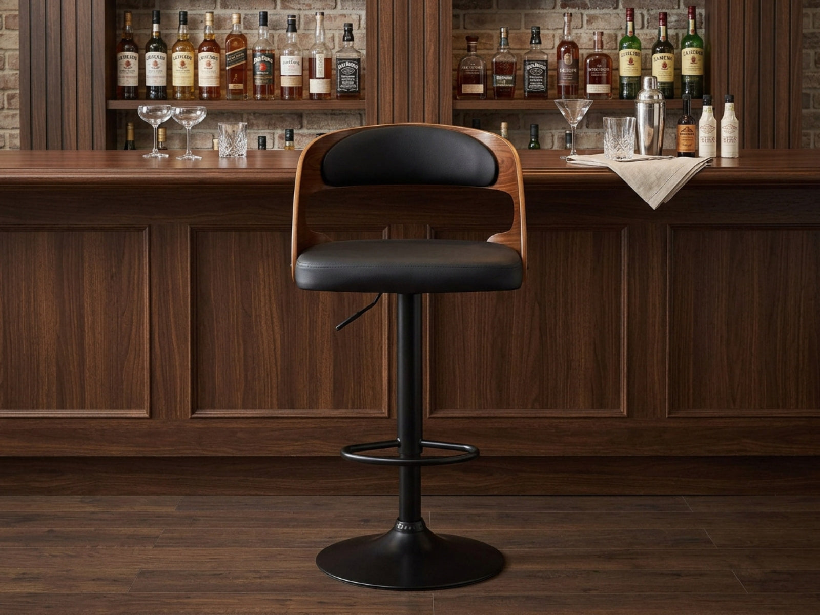 Bentwood Swivel Bar Stool
