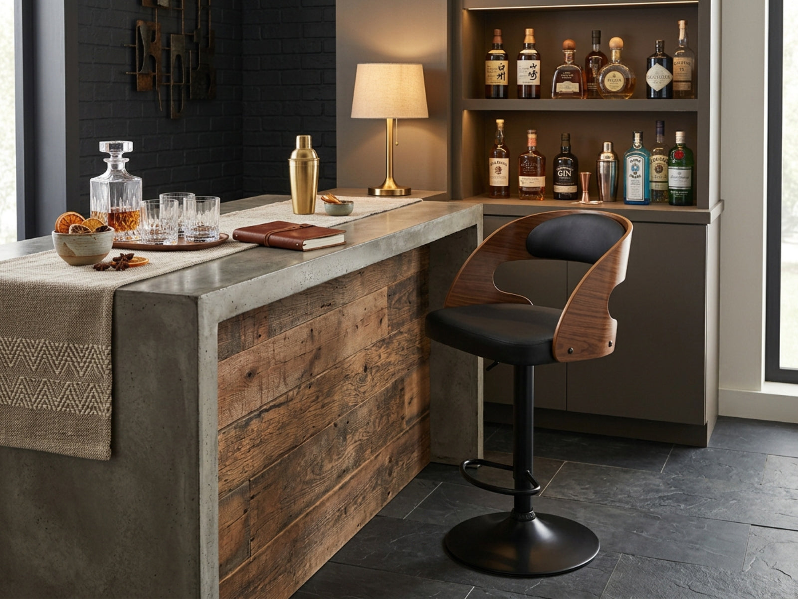 Bentwood Swivel Bar Stool