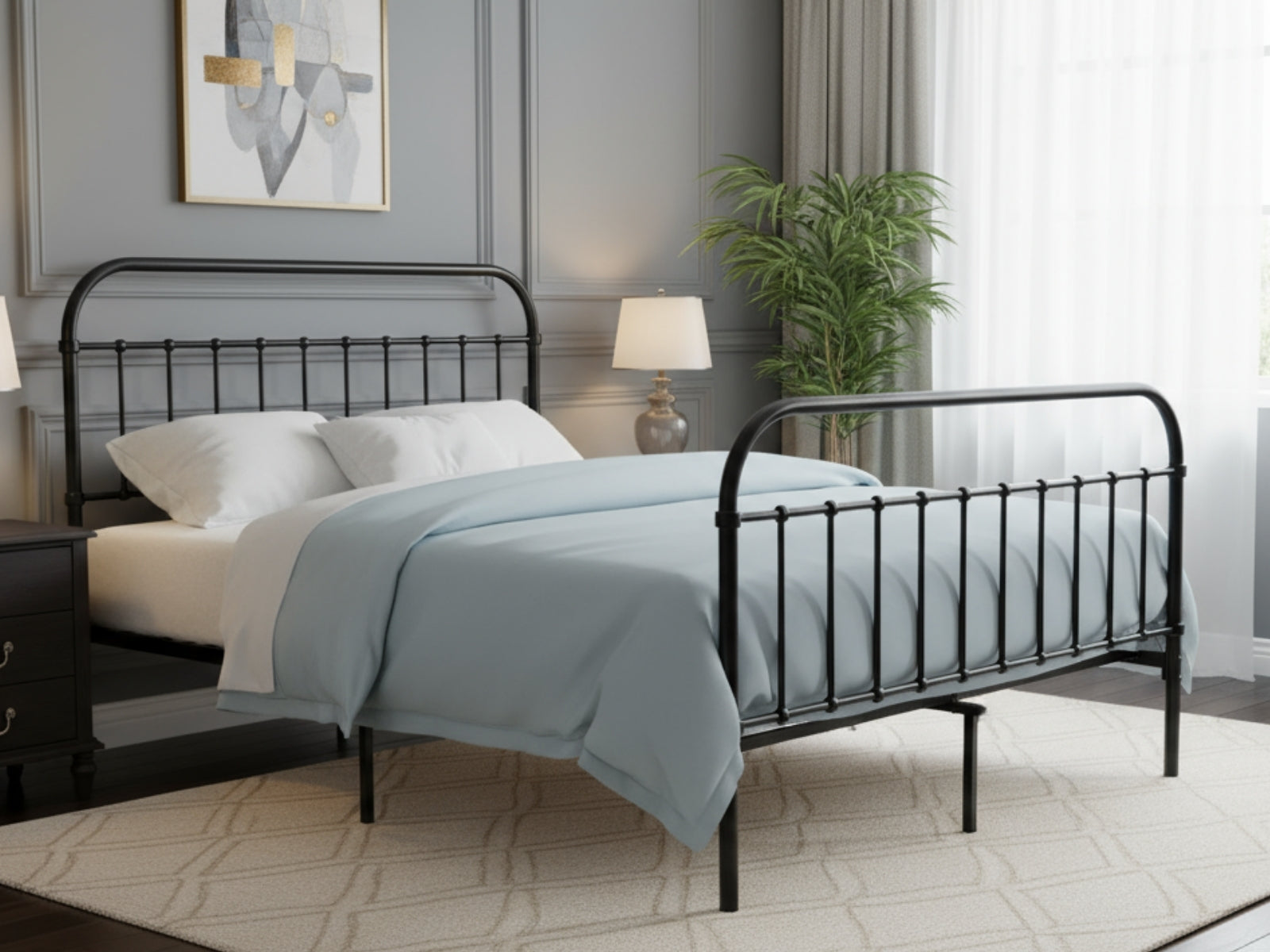 Darcy High Back Metal Bed Frame Black - King