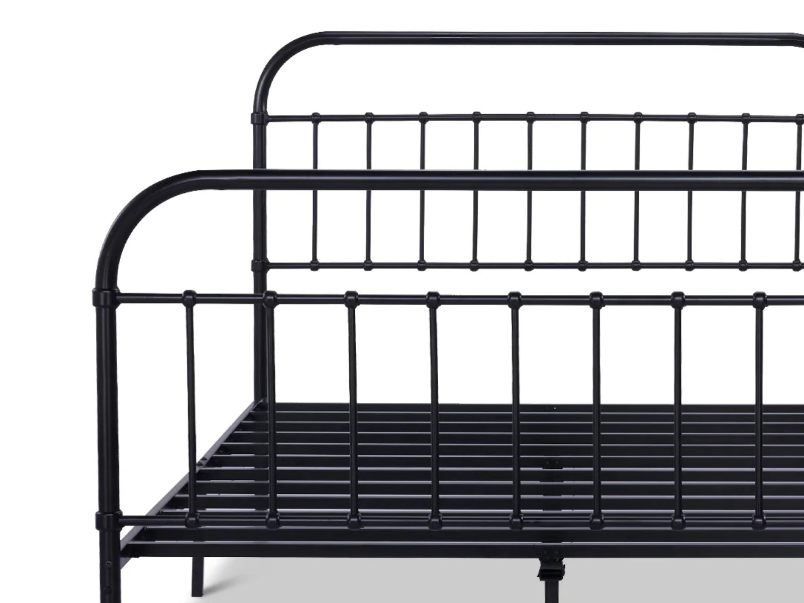 Darcy High Back Metal Bed Frame Black & Boucle22 Mattress - King