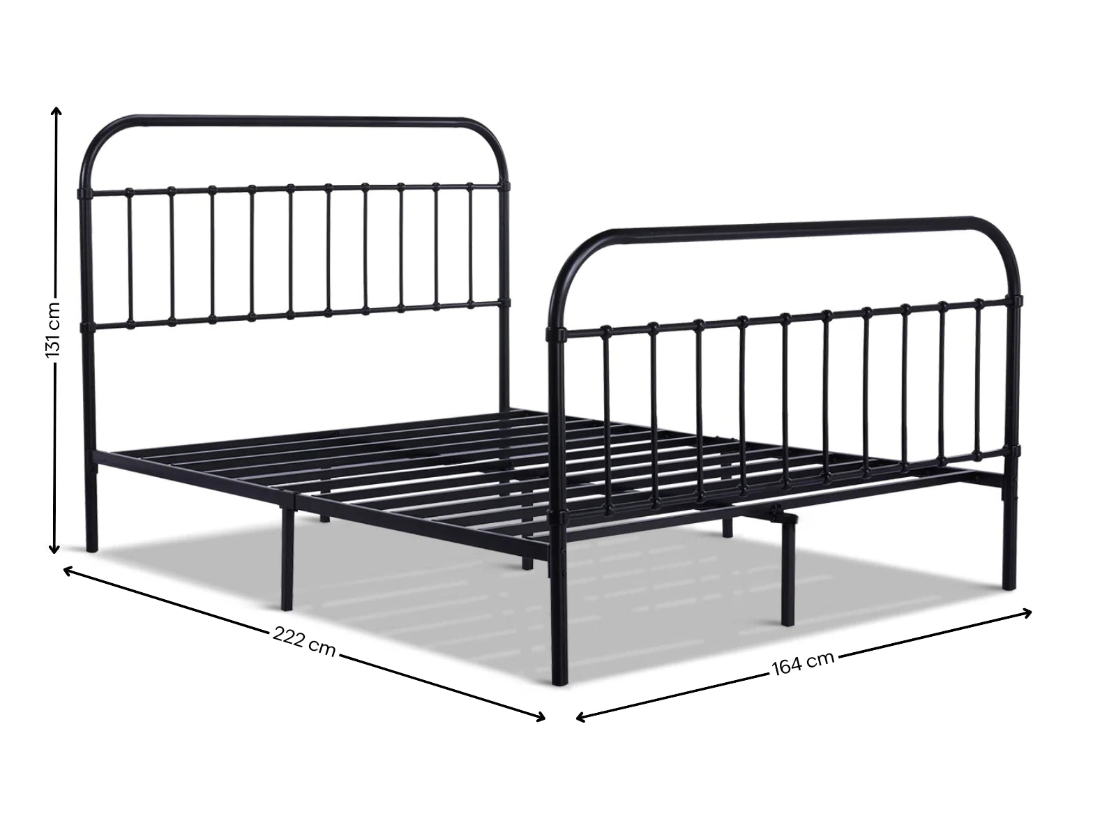 Darcy High Back Metal Bed Frame Black & Boucle22 Mattress - King