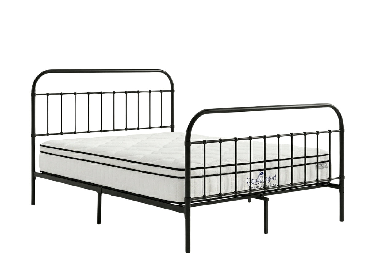 Darcy High Back Metal Bed Frame Black & Boucle22 Mattress - King